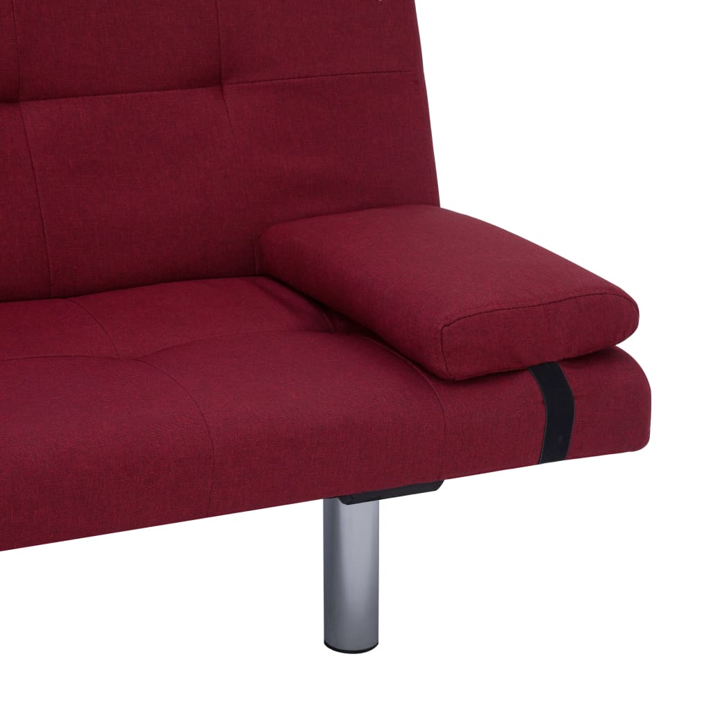 vidaXL Sofa Bed with Two Pillows Wine Red Polyester
