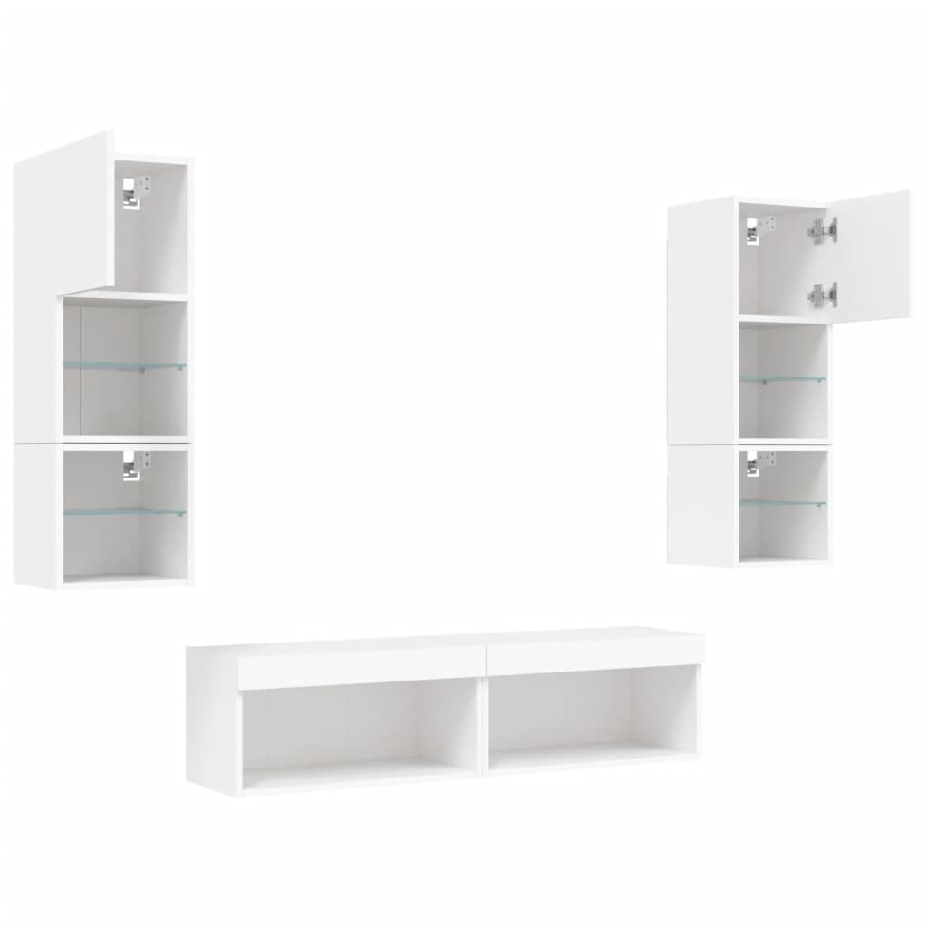 vidaXL 6 Piece TV Wall Units with LED White Engineered Wood