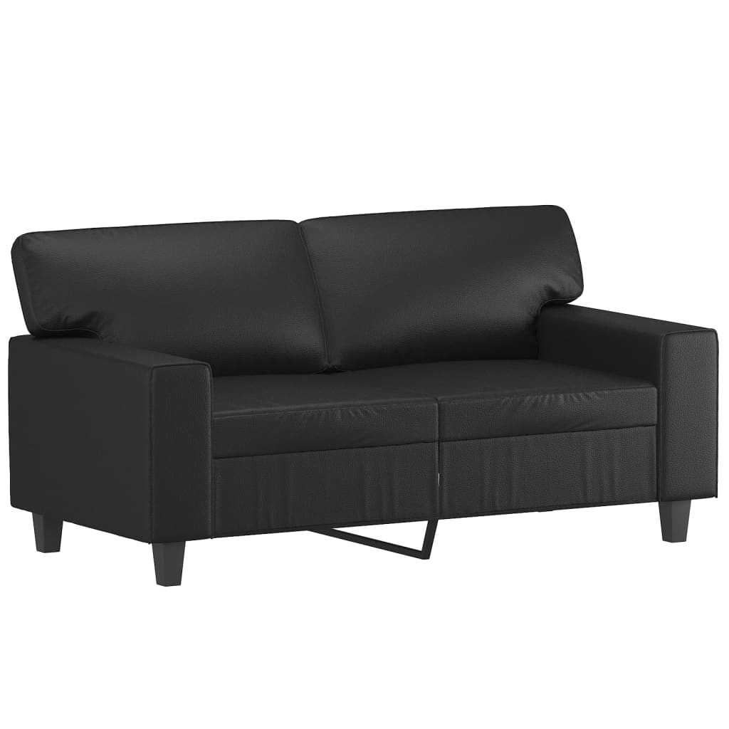 vidaXL 2-Seater Sofa with Pillows&Cushions Black 120 cm Faux Leather