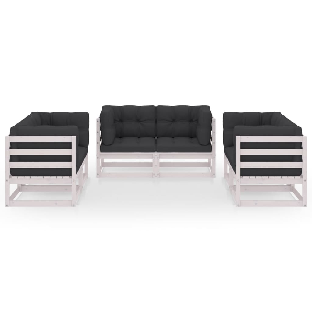 vidaXL 6 Piece Garden Lounge Set with Cushions Solid Pinewood