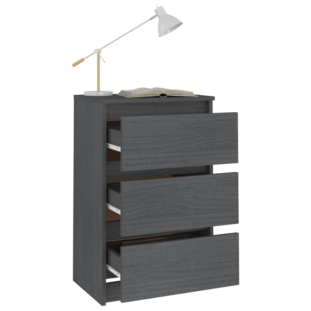vidaXL Bedside Cabinets 2 pcs Grey 40x29.5x64 cm Solid Pine Wood