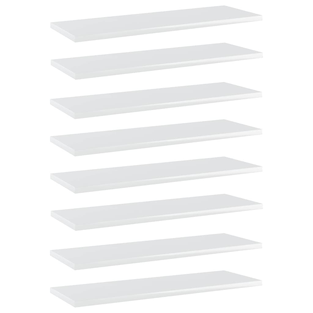vidaXL Bookshelf Boards 8 pcs High Gloss White 60x20x1.5 cm Chipboard