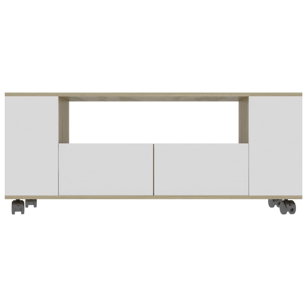 vidaXL TV Cabinet White and Sonoma Oak 120x35x48 cm Engineered Wood