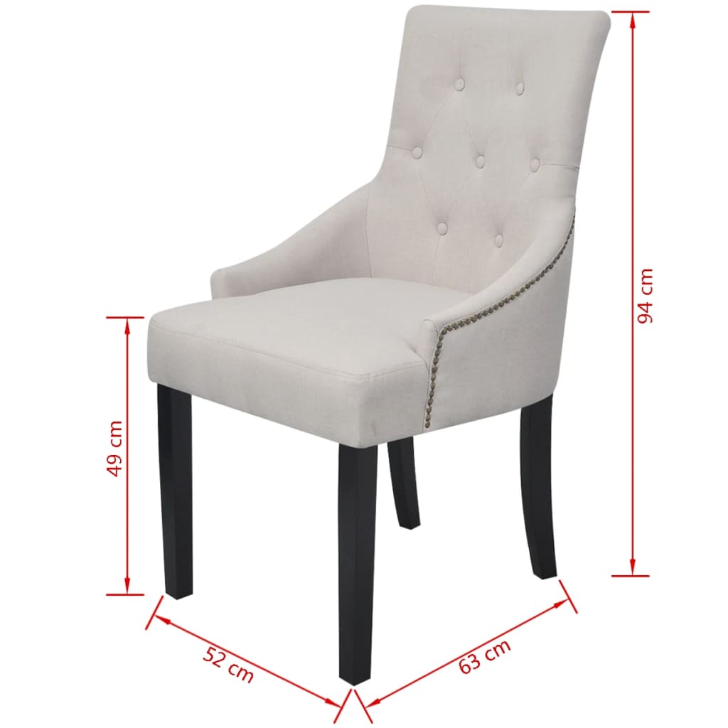 vidaXL Dining Chairs 6 pcs Cream Grey Fabric
