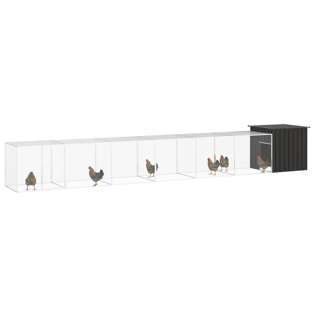 vidaXL Chicken Cage Anthracite 700x91x100 cm Galvanised Steel