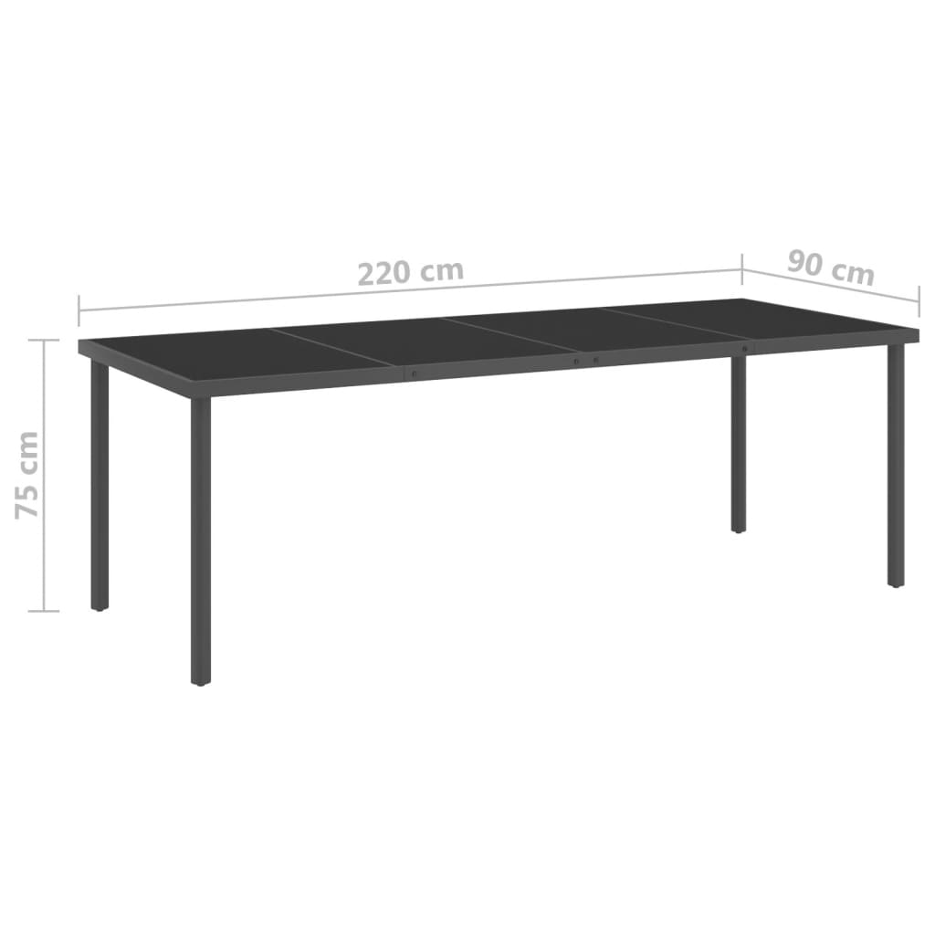 vidaXL Outdoor Dining Table Anthracite 220x90x75 cm Steel and Glass