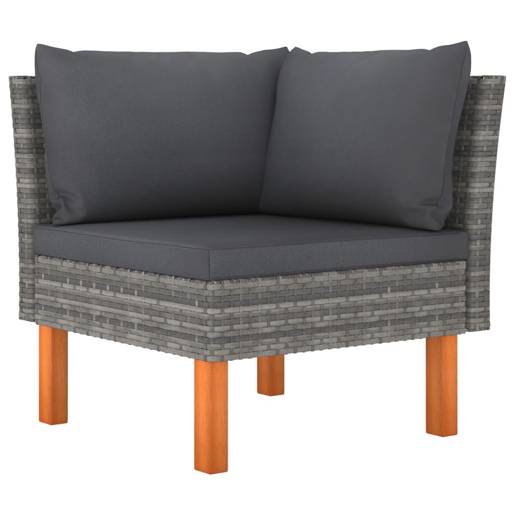 vidaXL 3-Seater Garden Sofa with Cushions Grey Poly Rattan