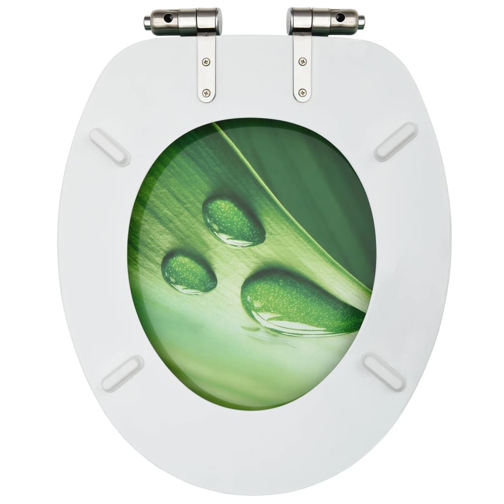 vidaXL WC Toilet Seats with Soft Close Lid 2 pcs MDF Green Water Drop Design