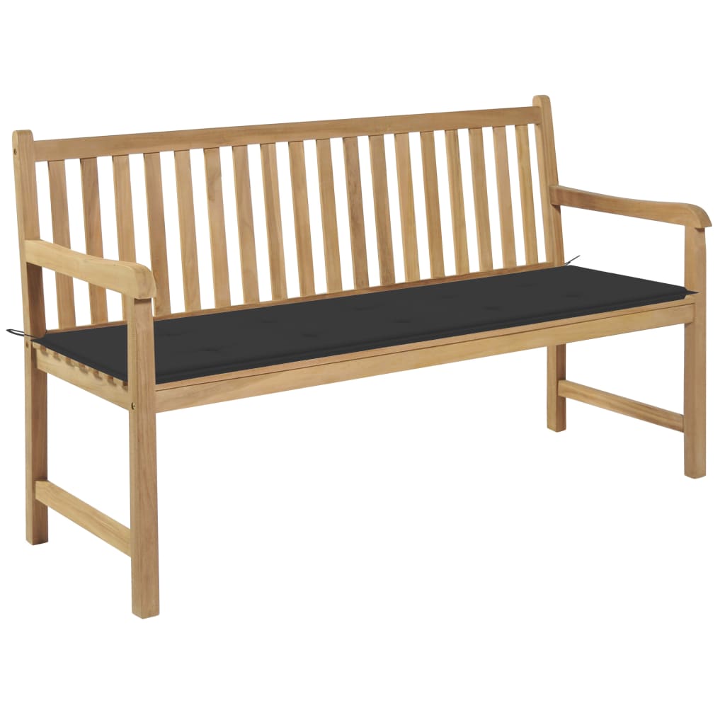 vidaXL Garden Bench with Anthracite Cushion 150 cm Solid Teak Wood