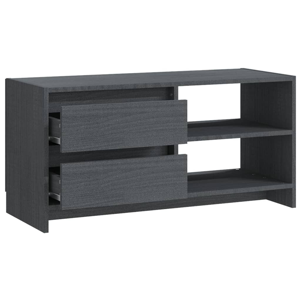 vidaXL TV Cabinet Grey 80x31x39 cm Solid Pinewood