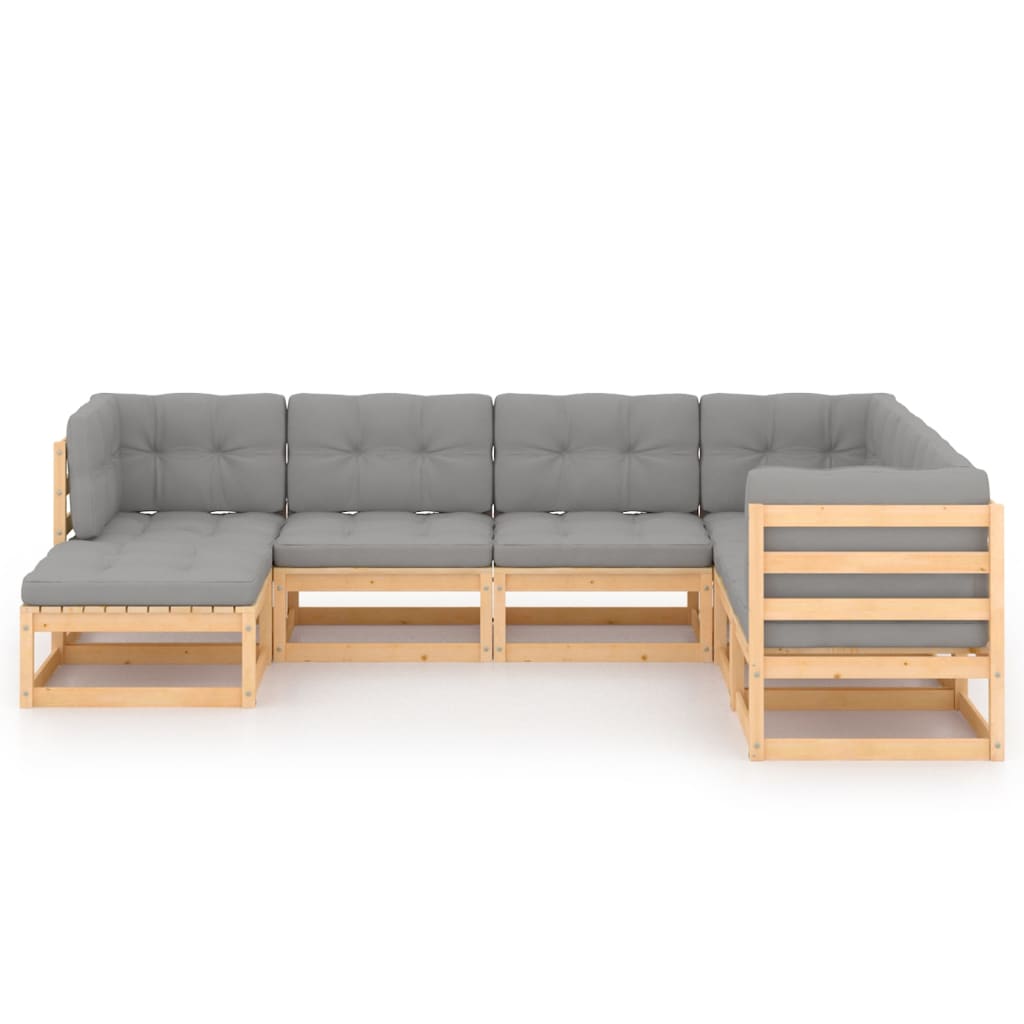 vidaXL 7 Piece Garden Lounge Set with Cushions Solid Wood Pine