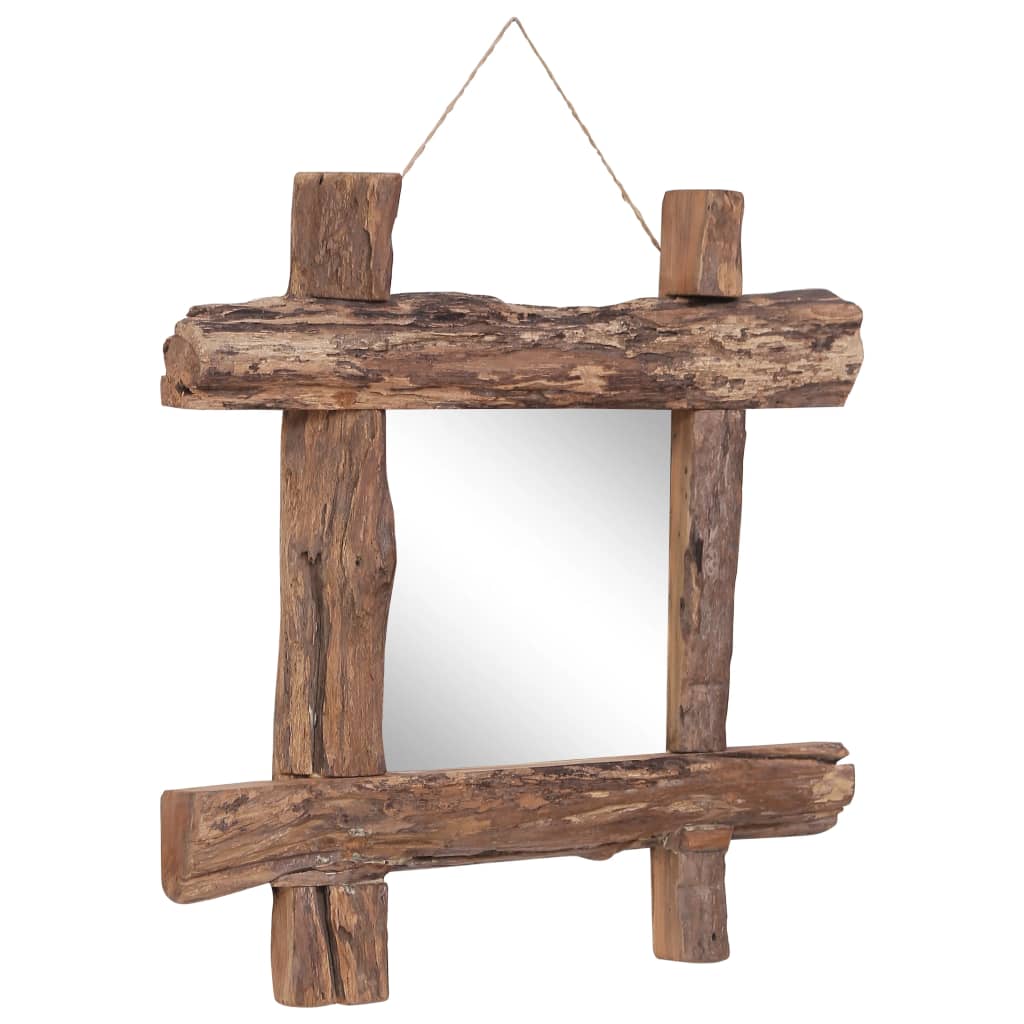 vidaXL Log Mirror Natural 50x50 cm Solid Reclaimed Wood
