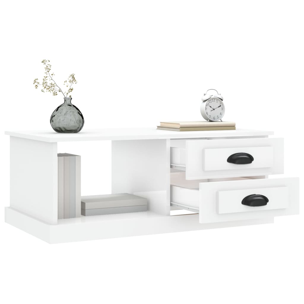 vidaXL Coffee Table High Gloss White 90x50x35 cm Engineered Wood