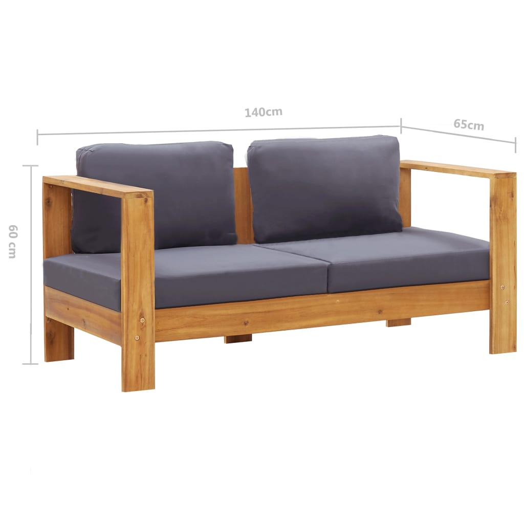 vidaXL Garden Sofa Bench with Cushions 140 cm Solid Acacia Wood Grey